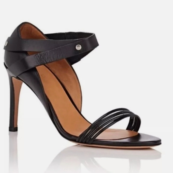 IRO Black Leather Lorena Studded Strappy Stiletto Sandals 37 / 6.5 - Picture 1 of 9